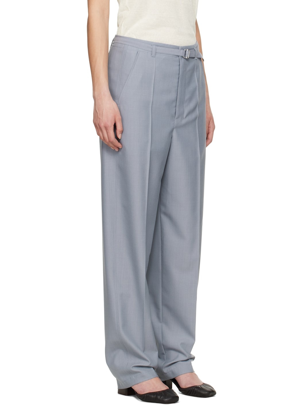 Blue Belted Tailored Trousers - 2