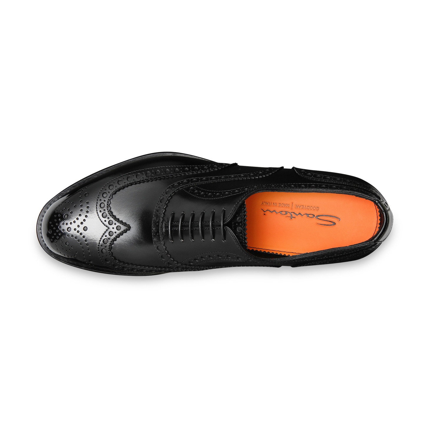 Men's polished black leather Oxford brogue - 5