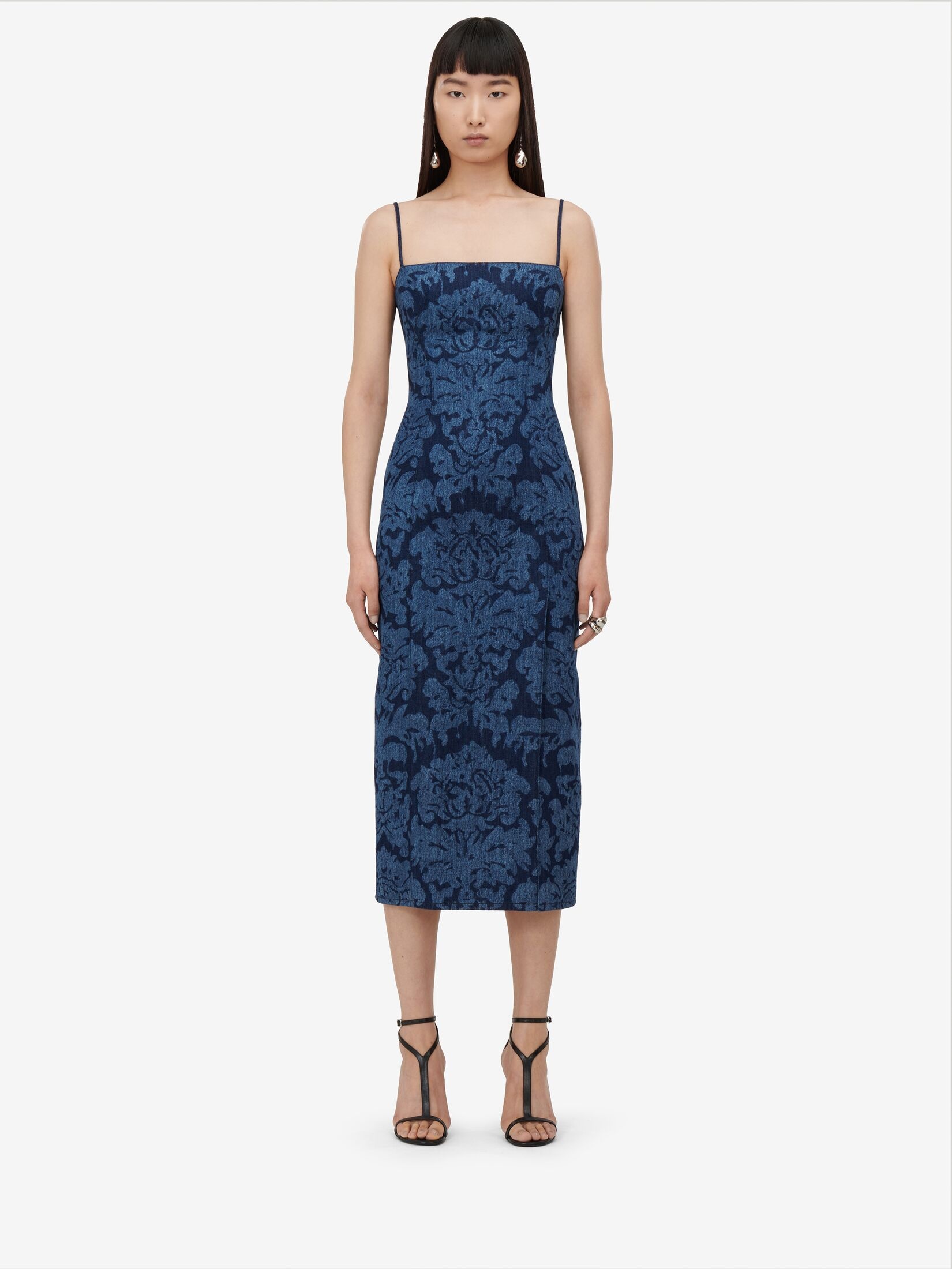 Women's Damask Denim Pencil Dress in Denim - 5