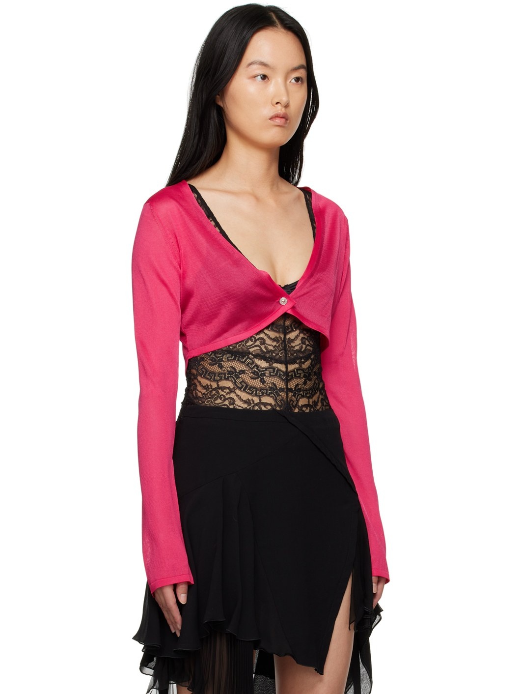 Pink Button Cardigan - 2