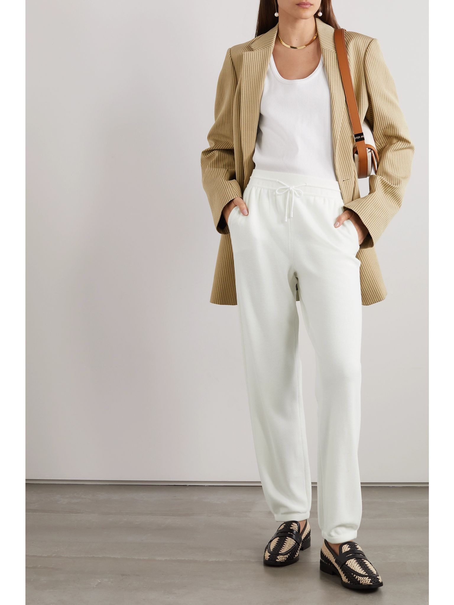 Paraggi cotton tapered track pants White - 2