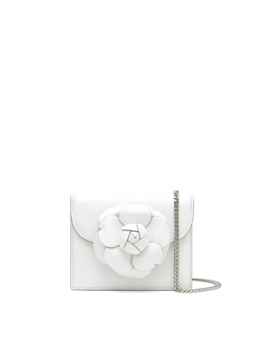 WHITE LEATHER MINI TRO BAG - 1