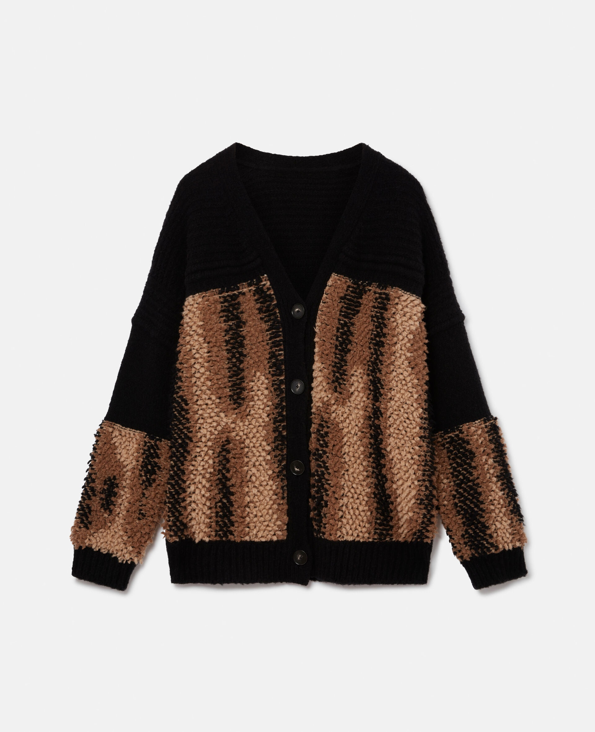 Fur Free Fur Panel Textured Knit Cardigan - 1