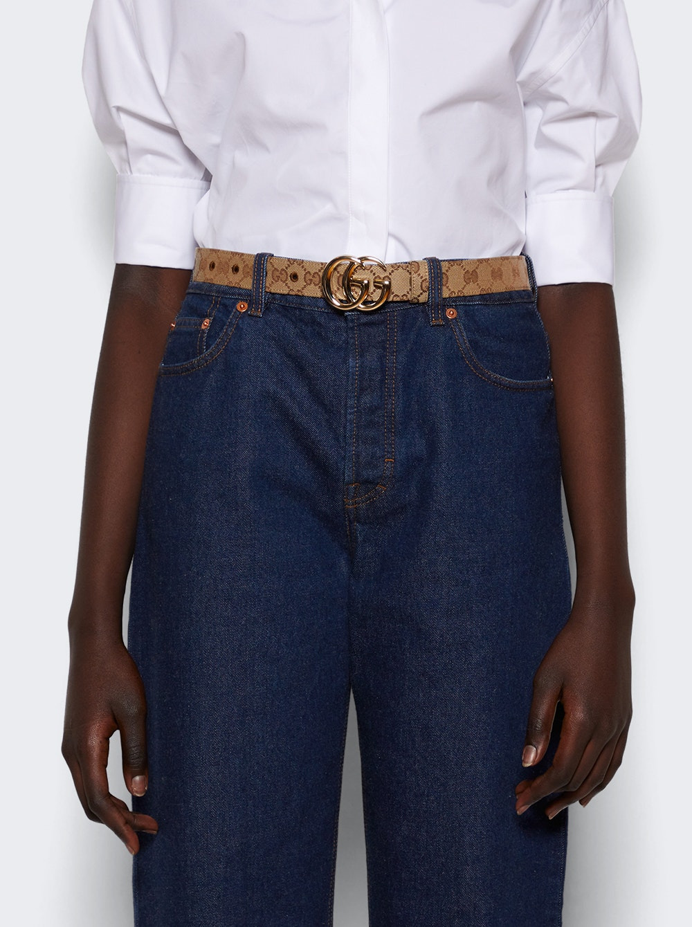Gg Marmont Thin Belt Beige - 2