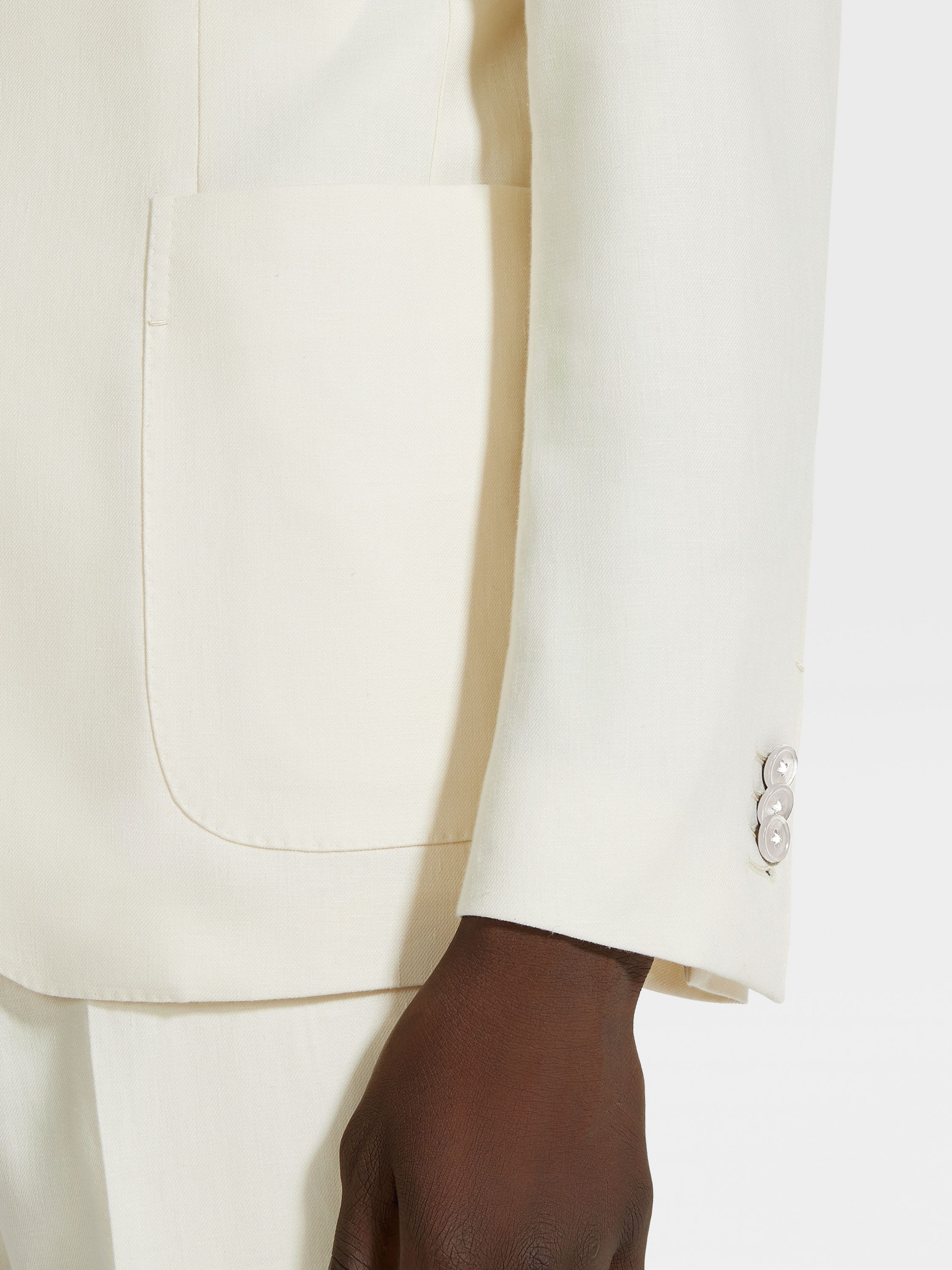 WHITE OASI LINO SHIRT JACKET - 3