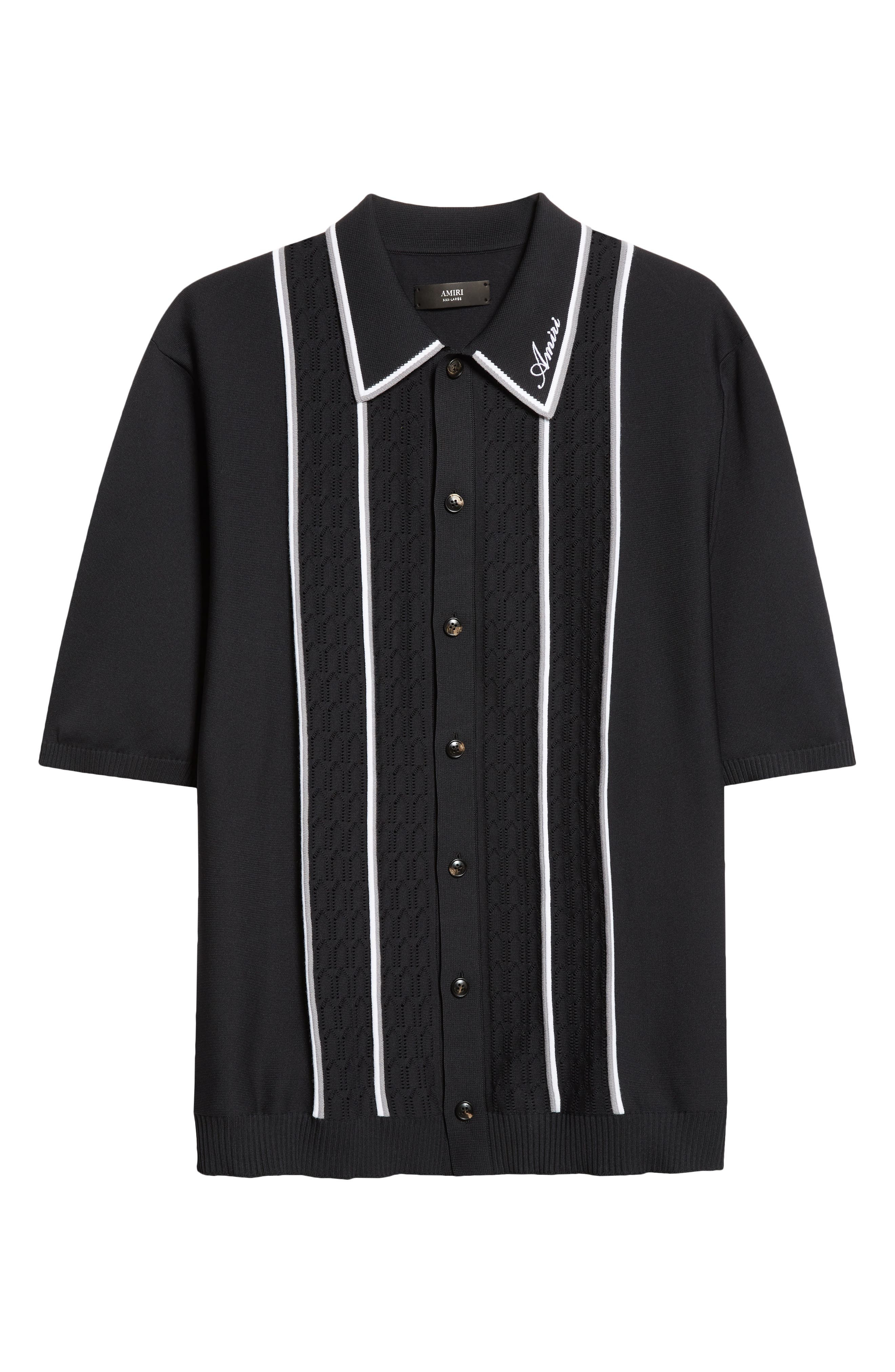 AMIRI Script Knit Button-Up Shirt in Black at Nordstrom - 6