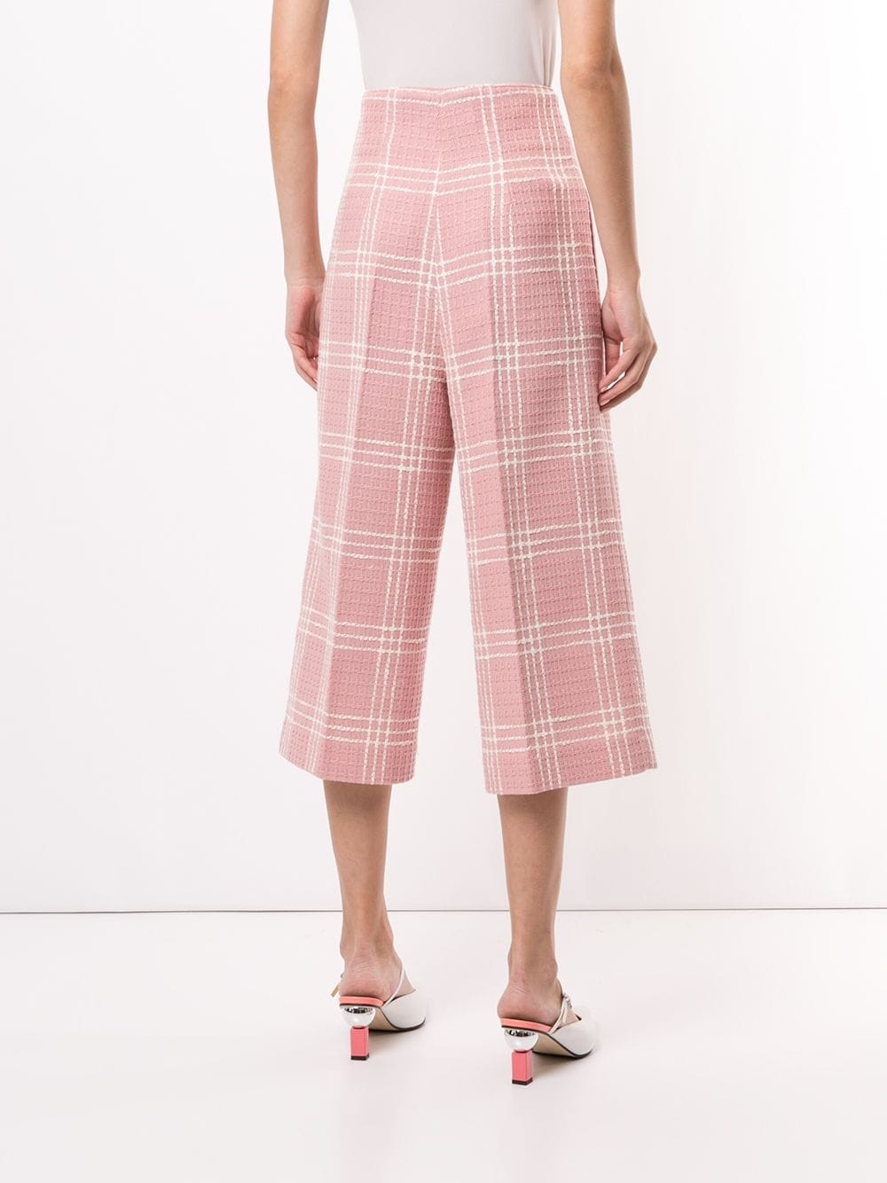 cropped check trousers - 4