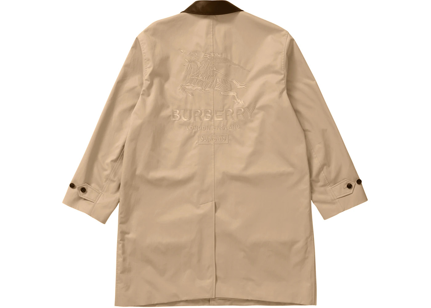 Supreme Burberry Leather Collar Trench Beige - 3