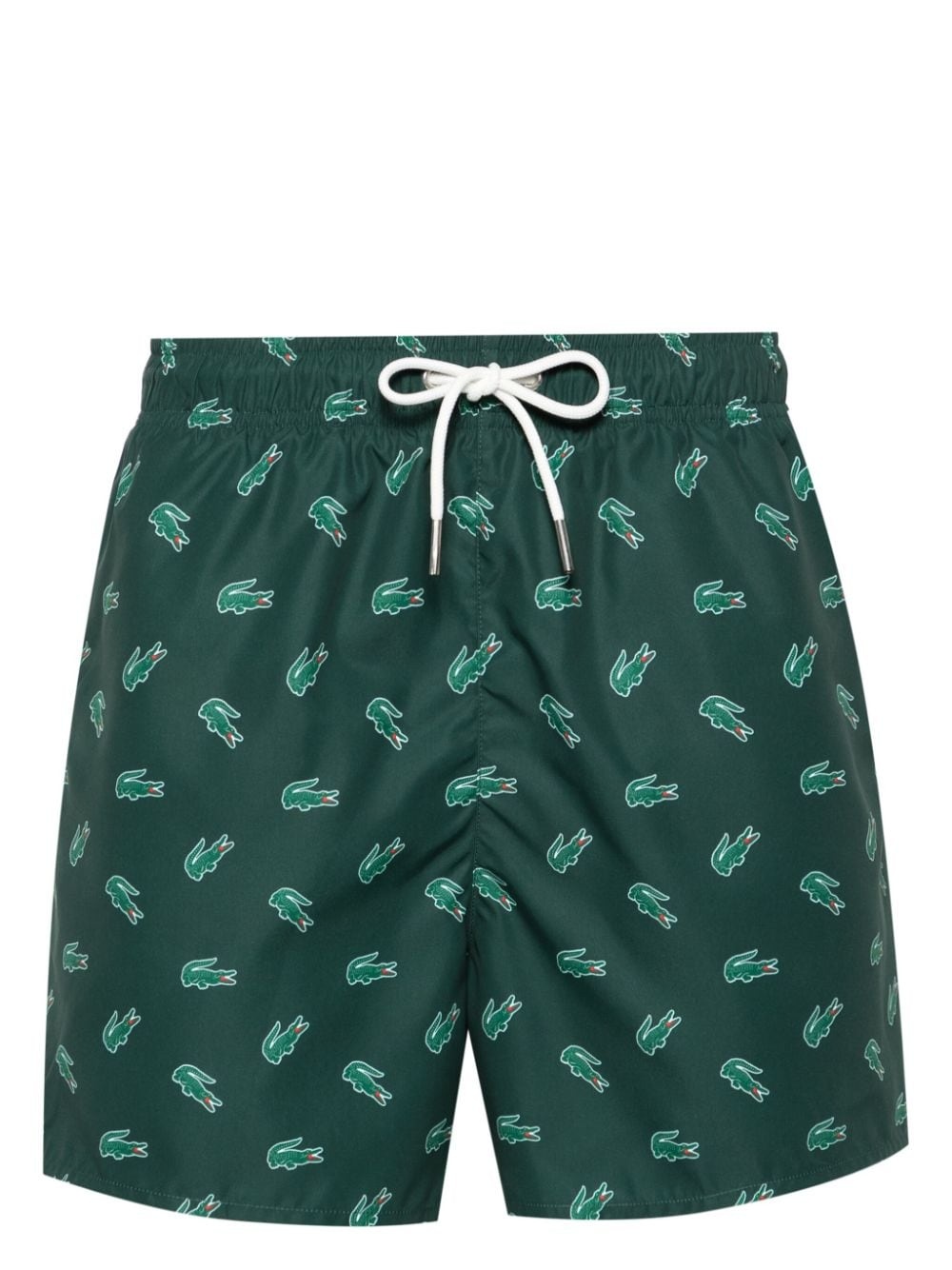 Crocodile-print drawstring swim shorts - 1