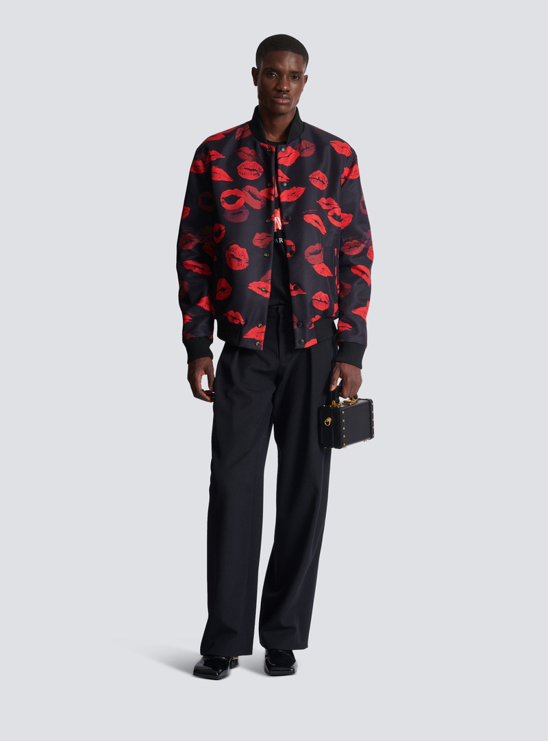 Balmain Reversible bomber jacket in plain and Kiss-print nylon outlook