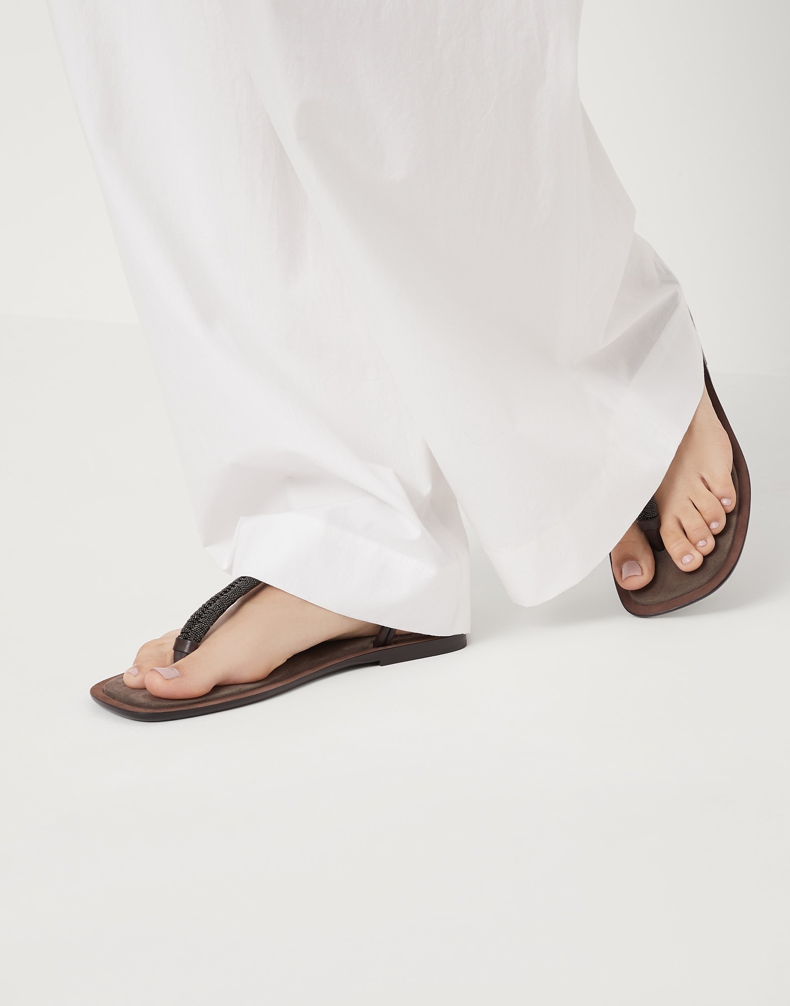 Suede sandals with precious braided straps - 4