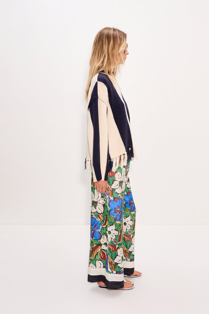 Faye Tassel Sweater In Navy/Cream 3