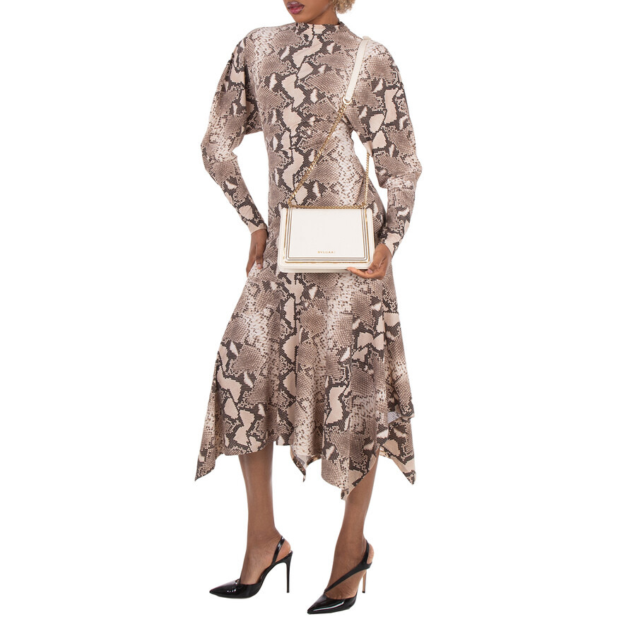 Bvlgari Serpenti Leather Crossbody Bag In White - 3