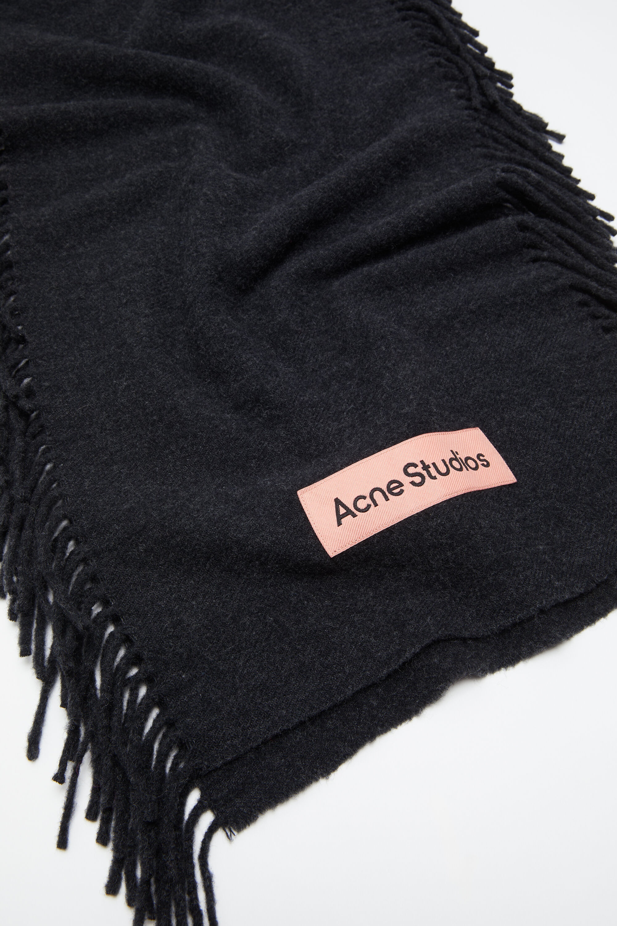 Fringe wool scarf - Black melange - 2