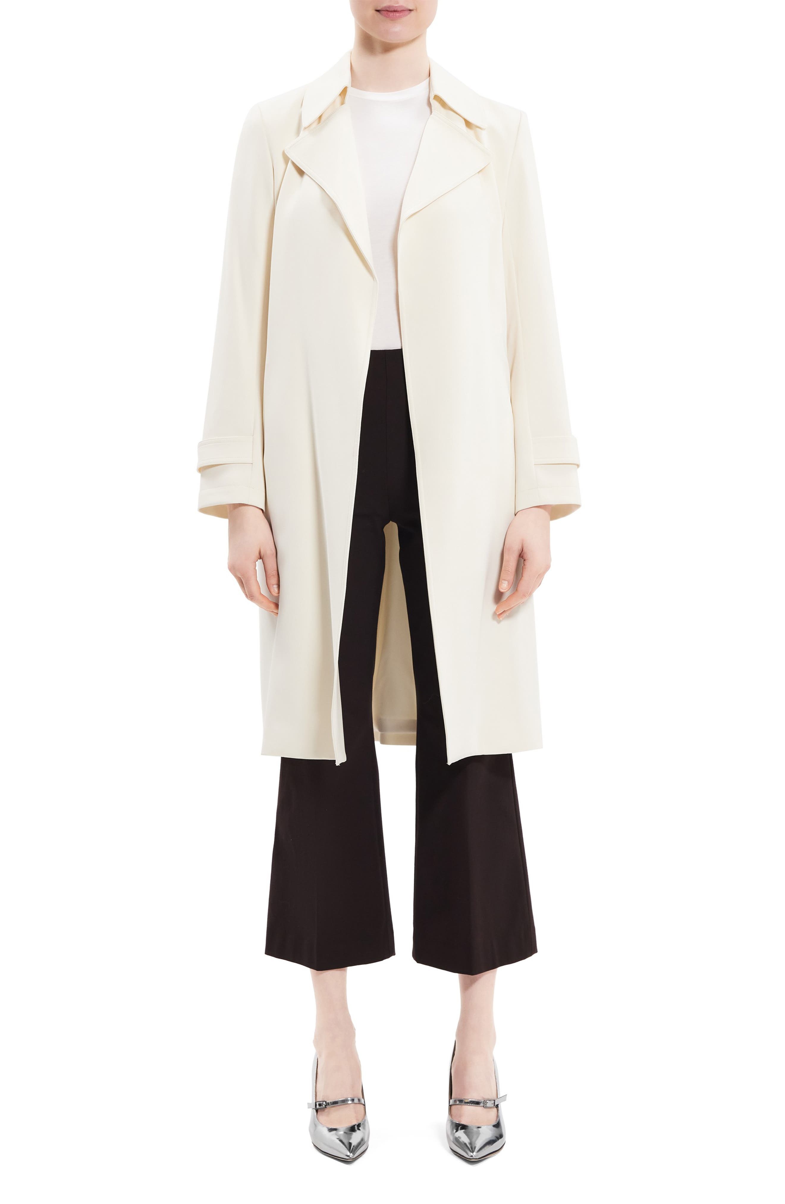 Theory Oaklane Admiral Crepe Trench Coat in Rice at Nordstrom - 5