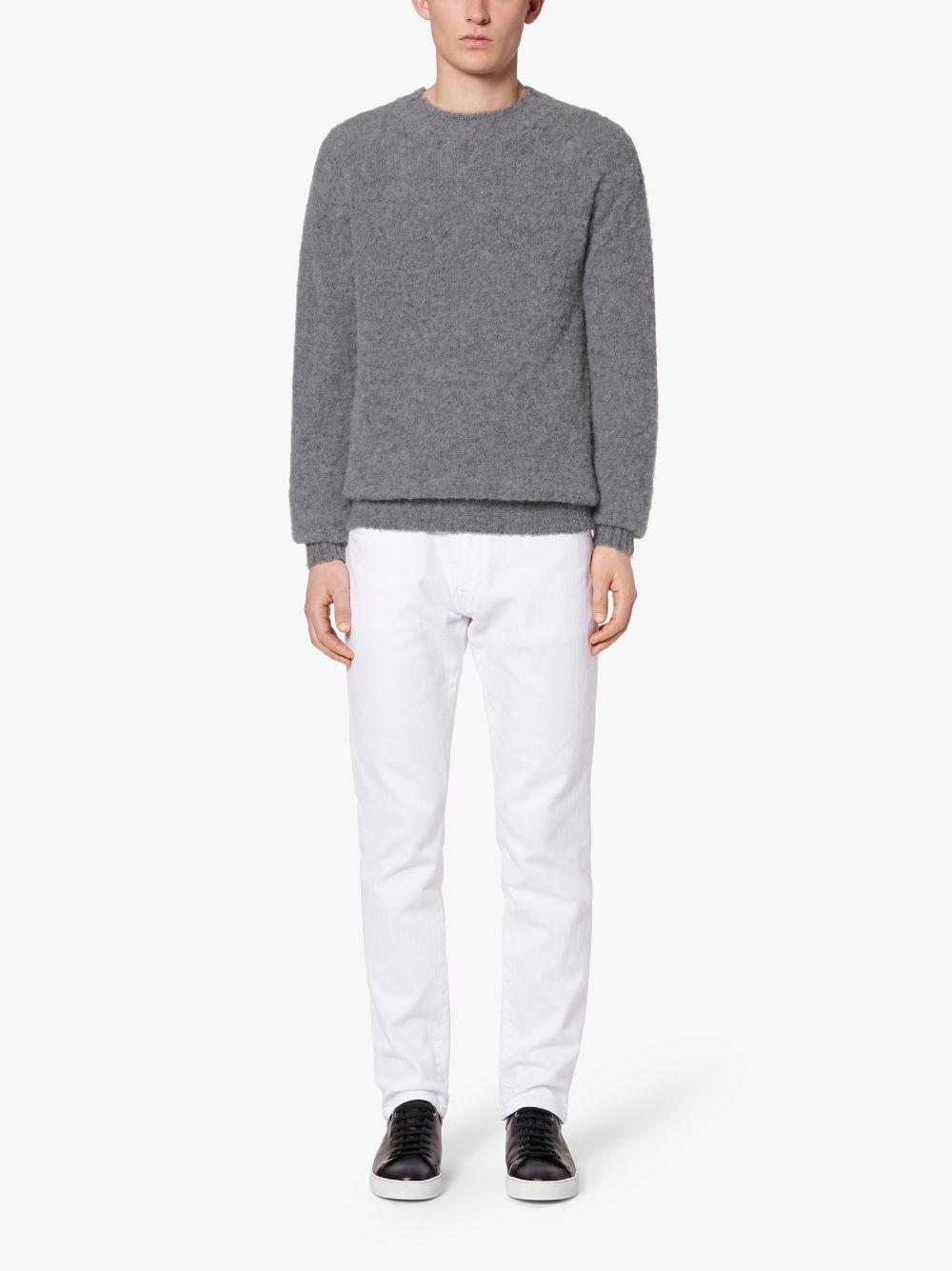 HUTCHINS GREY WOOL CREW NECK SWEATER - 2