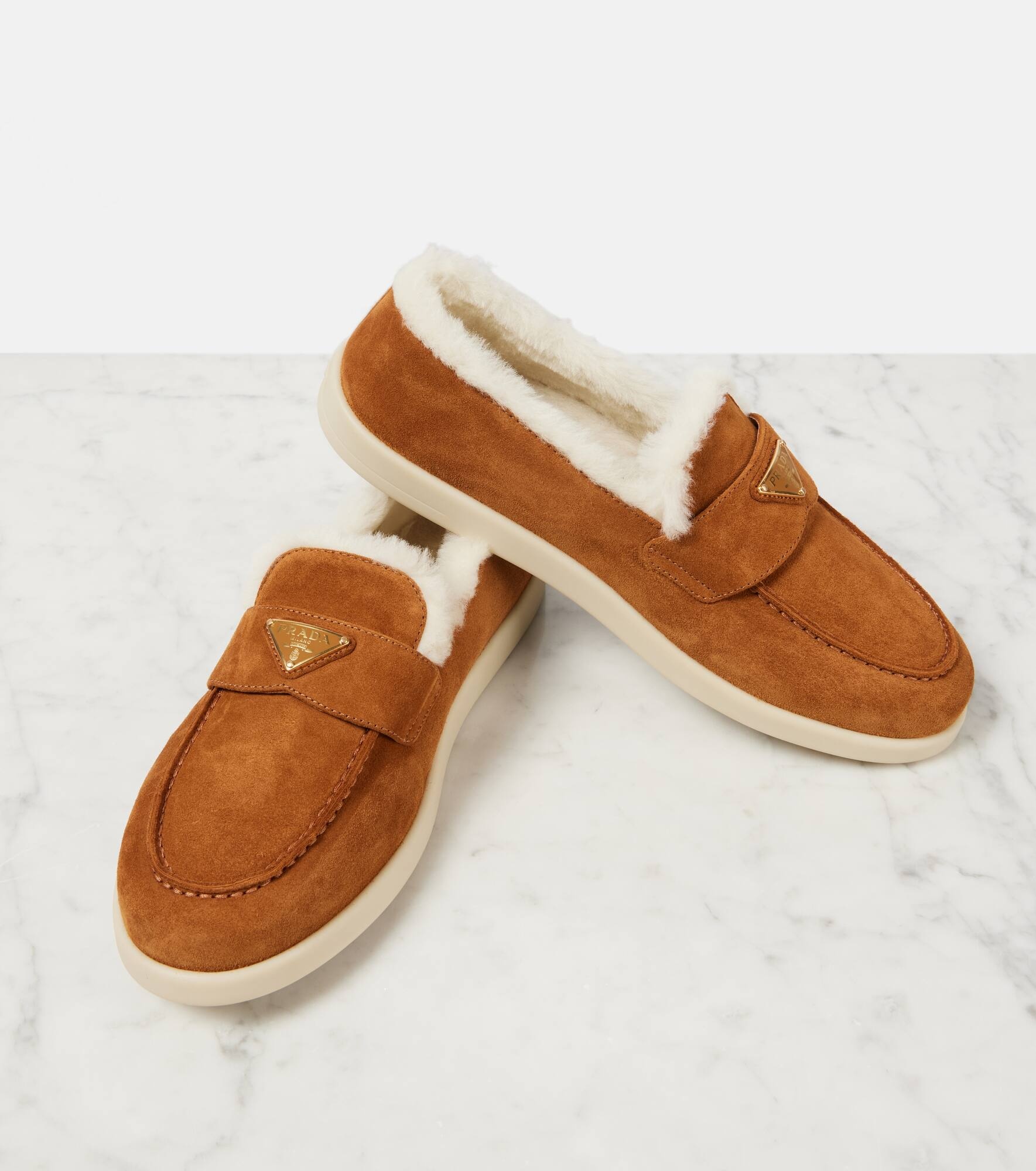 Saint Tropez shearling-lined suede loafers - 5