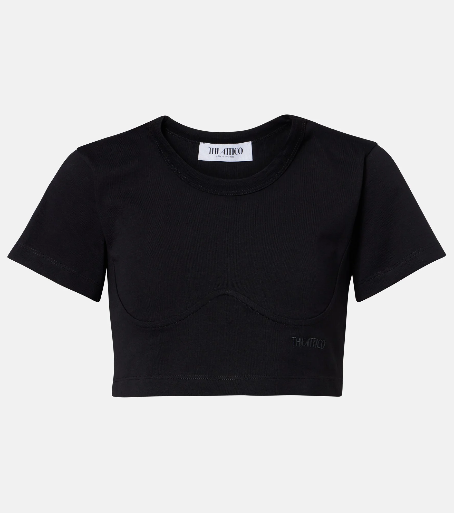 Cropped cotton jersey T-shirt - 1
