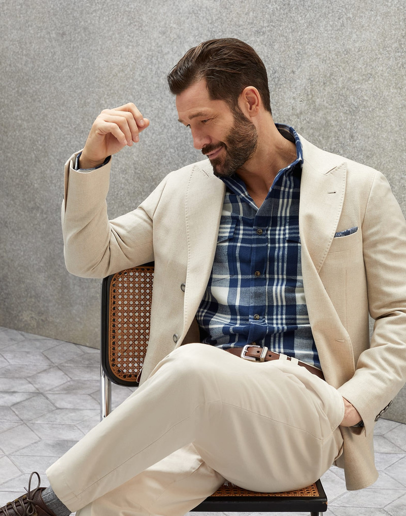 One-and-a-half breasted deconstructed blazer in wool, silk and cashmere diagonal with metal buttons 4