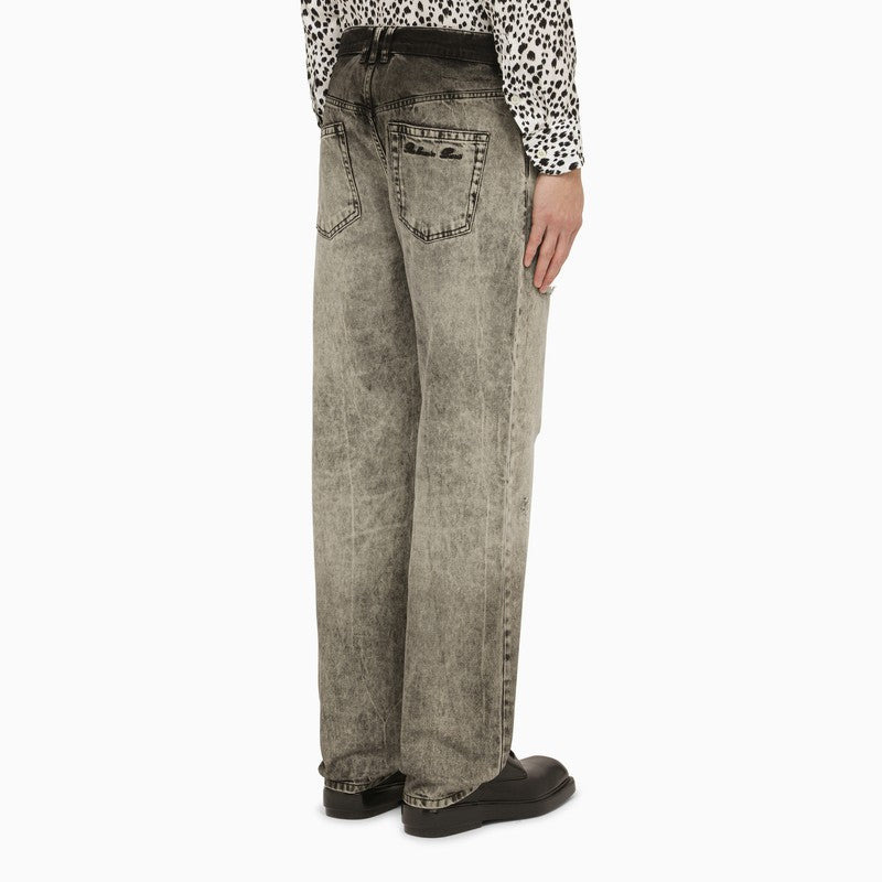 Balmain Light Grey Delavé Denim Jeans Men - 2