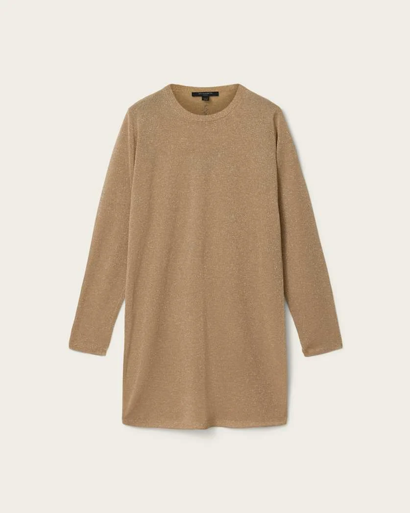 TILLII METALLIC LONG SLEEVE MINI DRESS - 1