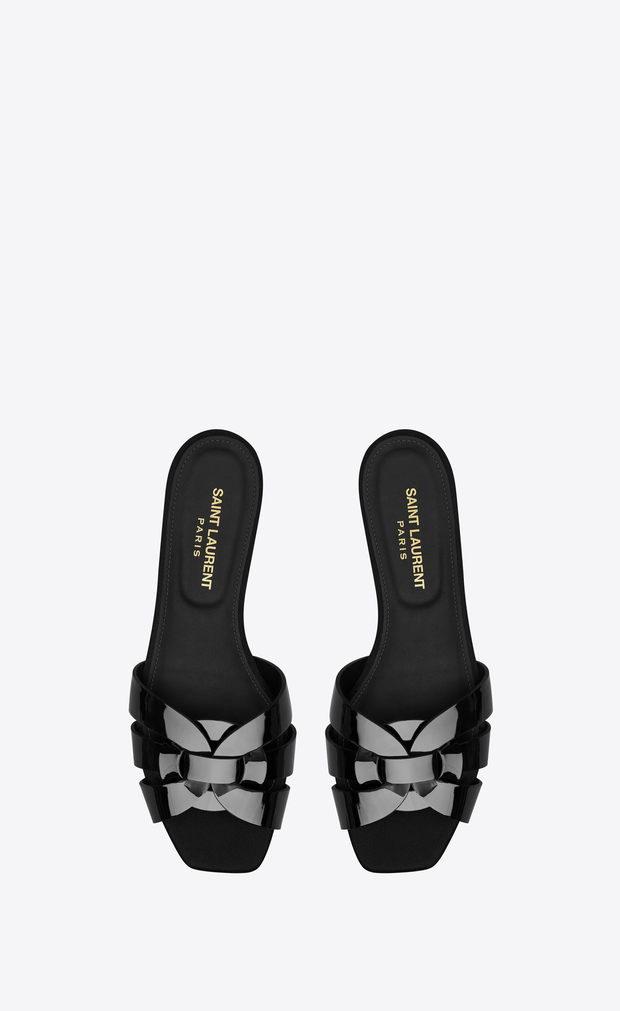 SAINT LAURENT tribute flat mules in patent leather | REVERSIBLE