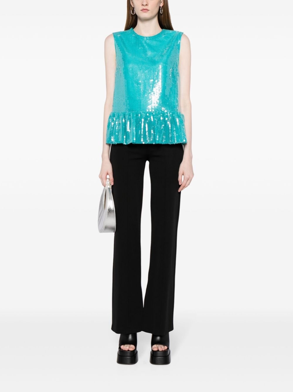 sequin-embellished sleeveless top - 2