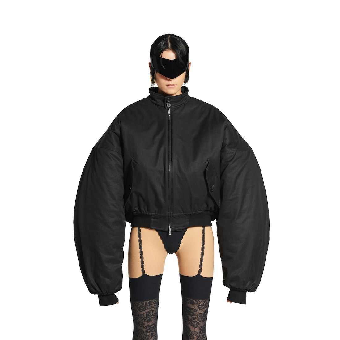 Round Harrington Jacket in Black - 8