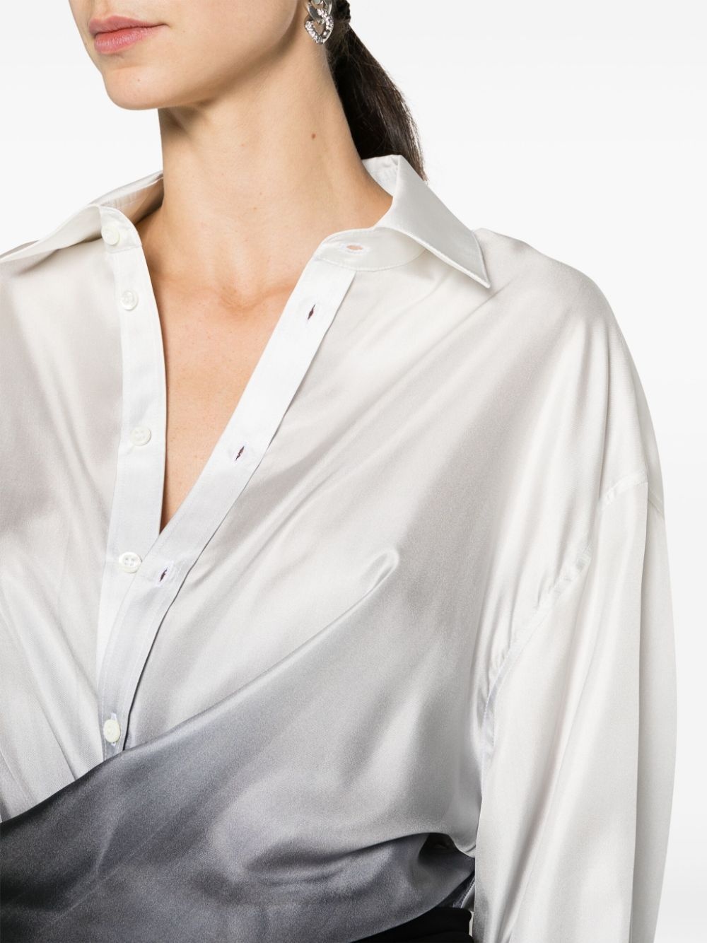 faded-effect wrap silk shirt - 5