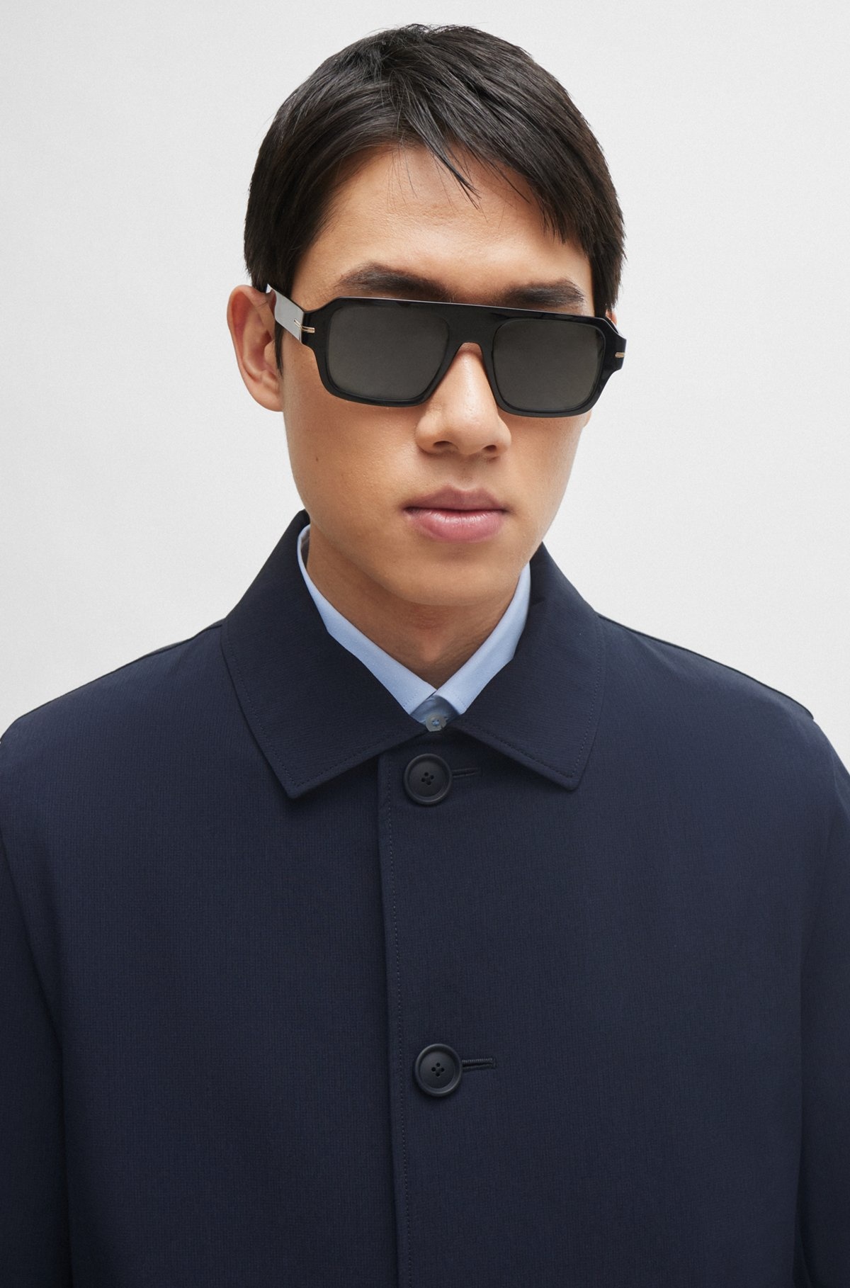 REGULAR-FIT BUTTON-UP COAT IN STRETCH MATERIAL - 3