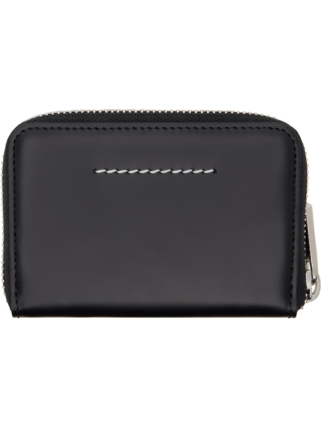【MM6 Maison Margiela】 Logo Zip Around Wallet - Black MM6 Maison Margiela Black Small Logo Zip Around Wallet MM6