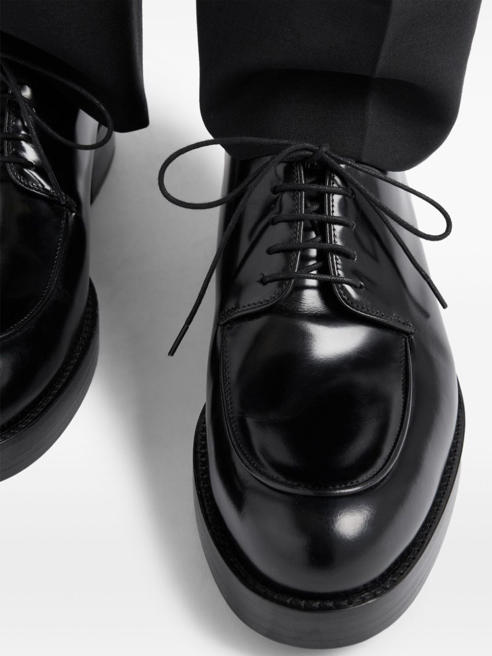 brushed leather derby shoes - 6