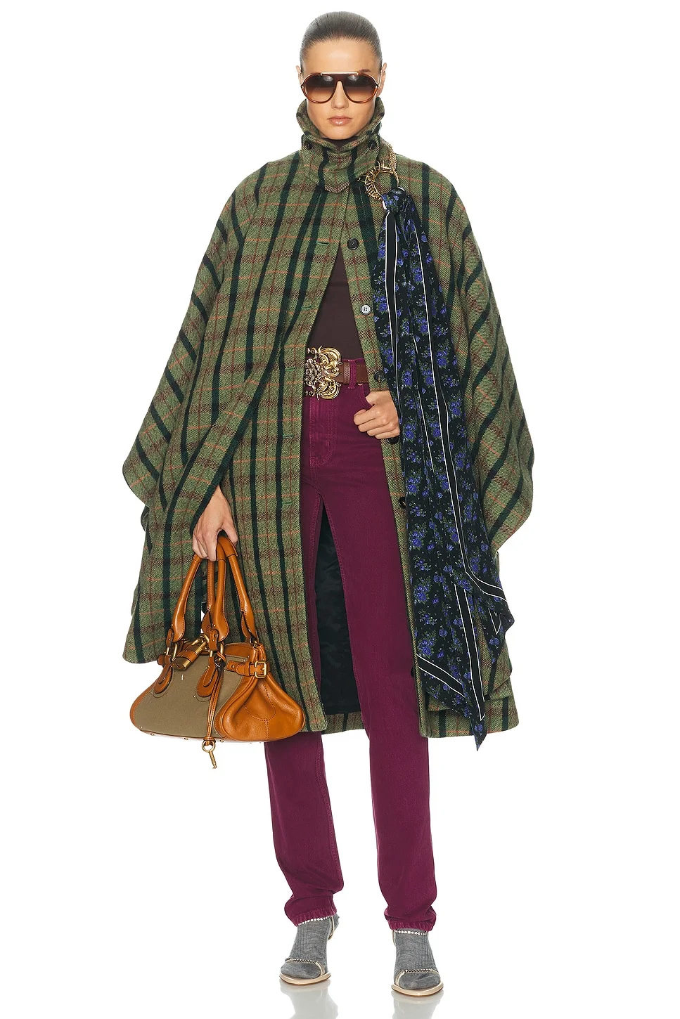 Brushed Wool Check Coat - 1