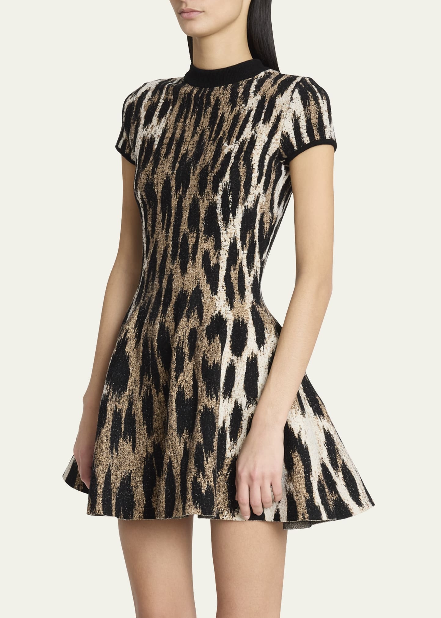 Leopard Jacquard Fit-&-Flare Mini Dress - 4