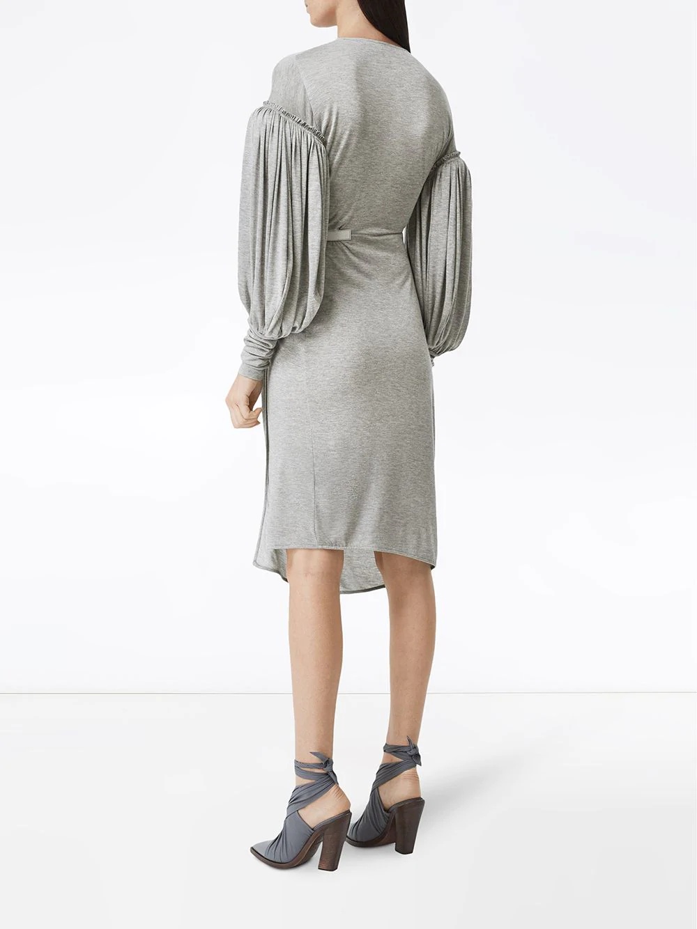 puff sleeve wrap dress - 4