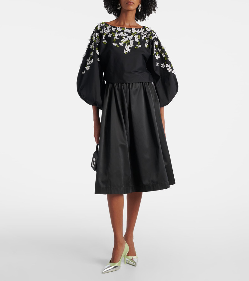 CAROLINA HERRERA Floral-appliqué cotton-blend top outlook