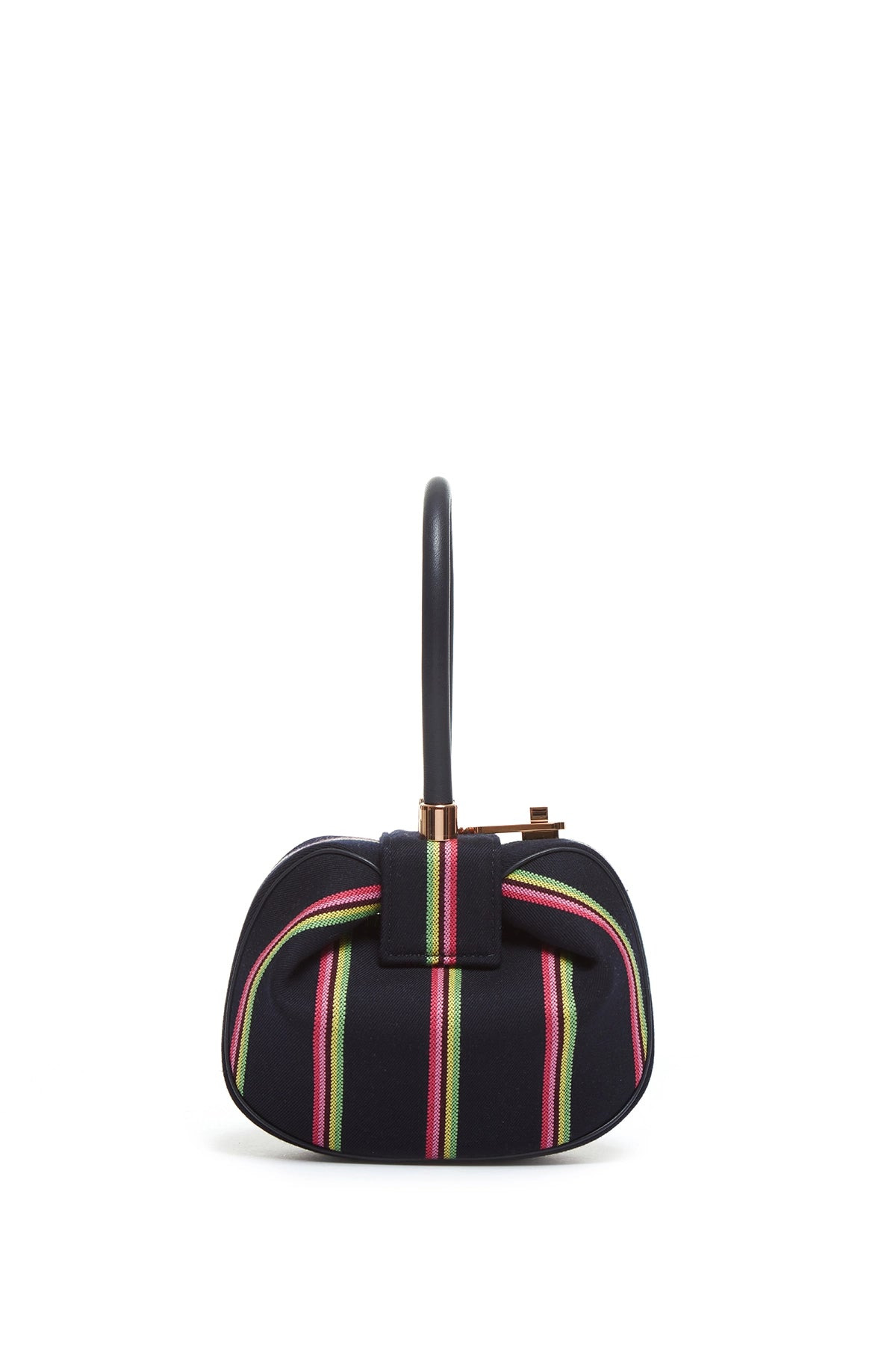 Striped Demi Bag in Navy Wool - 3