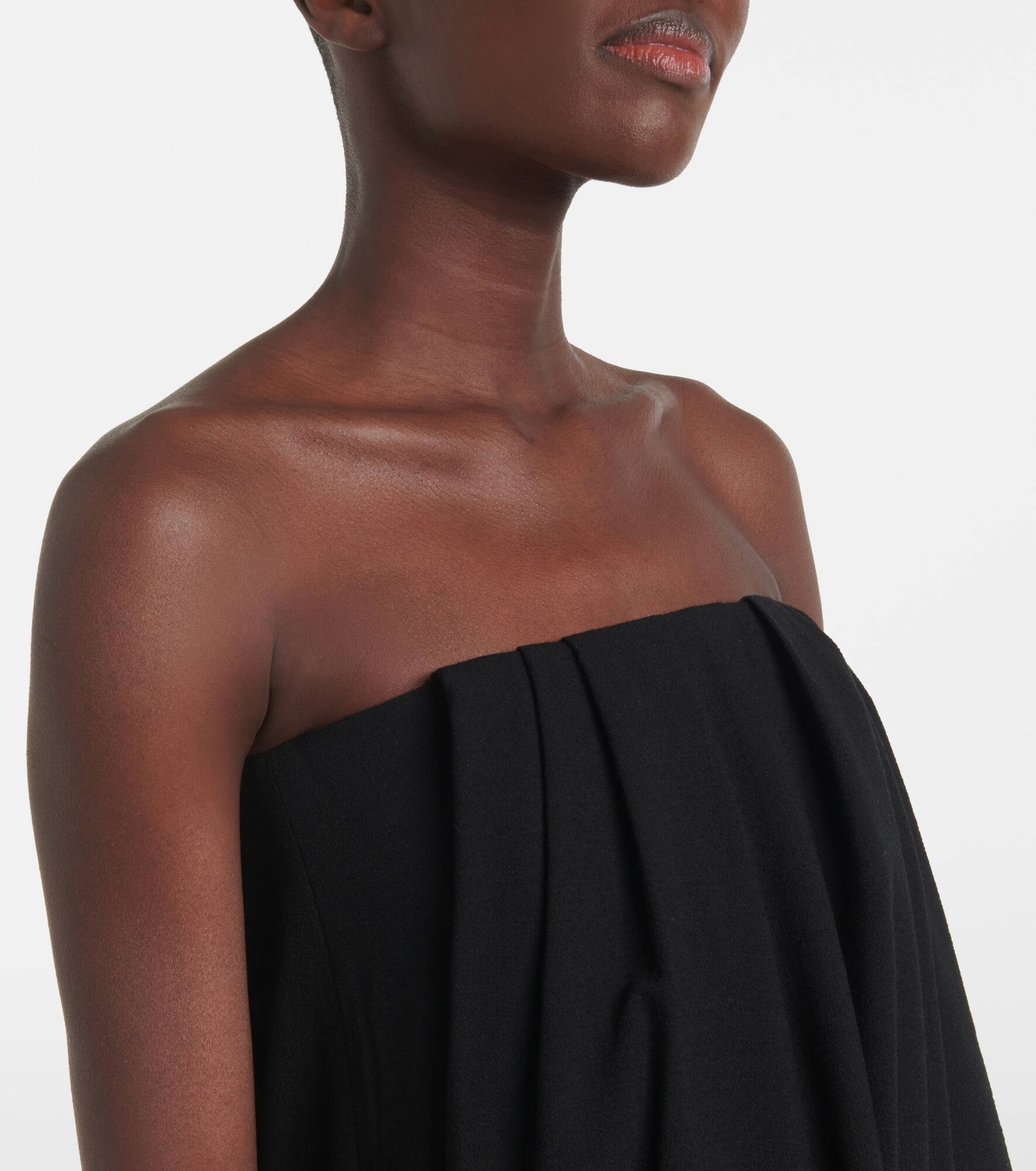 Draped off-shoulder wool-blend bustier dress - 4