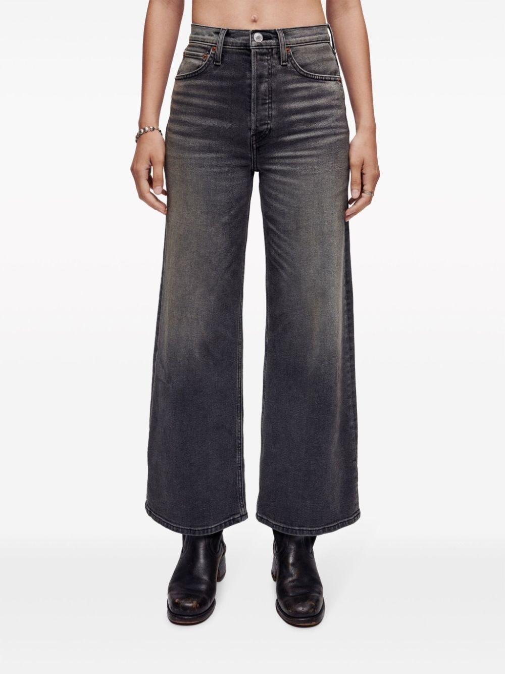 wide-leg cotton jeans - 3