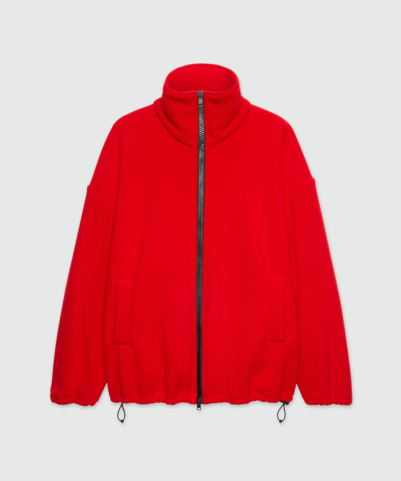 Maxi red fleece sweatshirt with zip 1