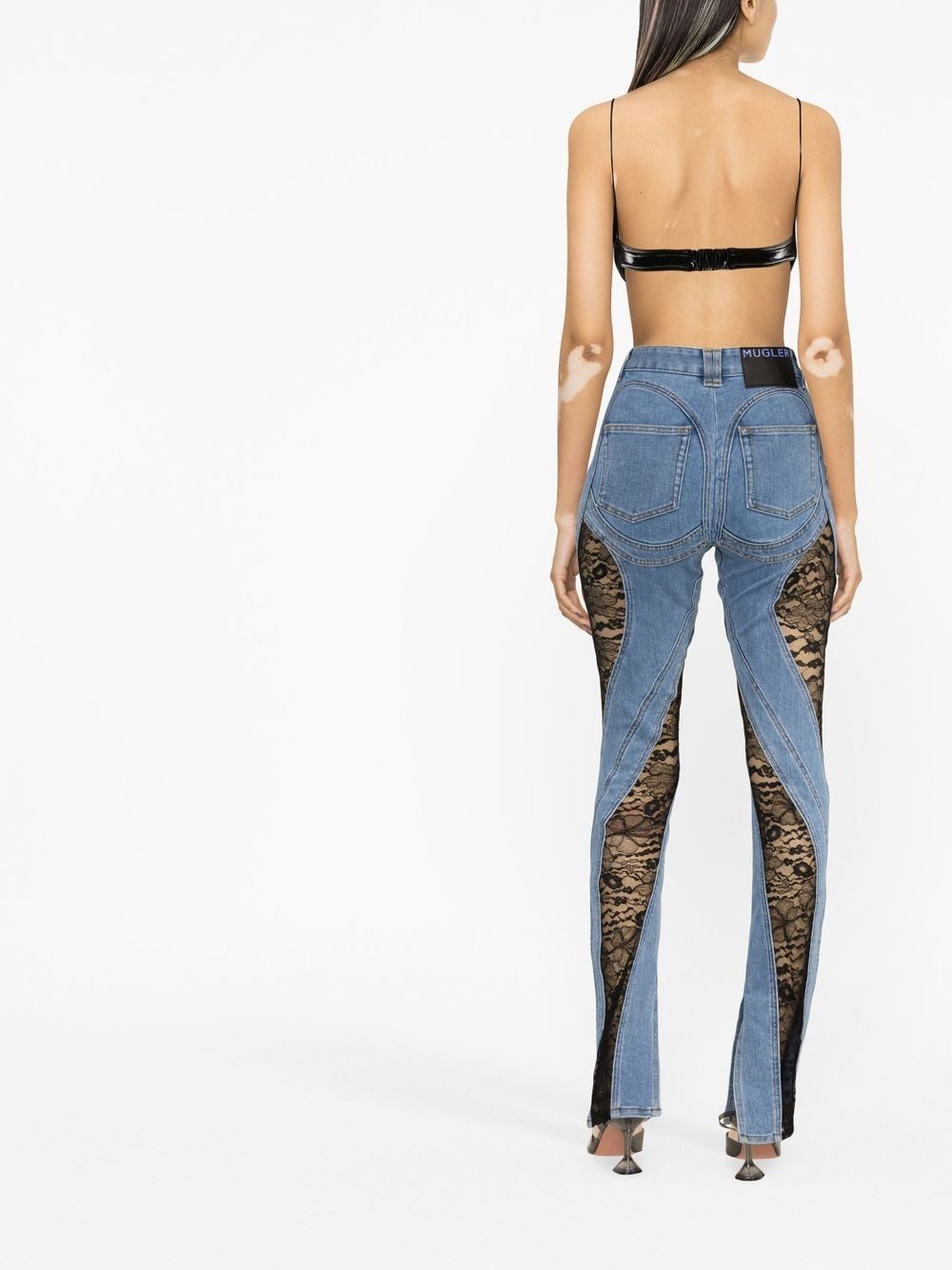lace-panel skinny jeans - 3