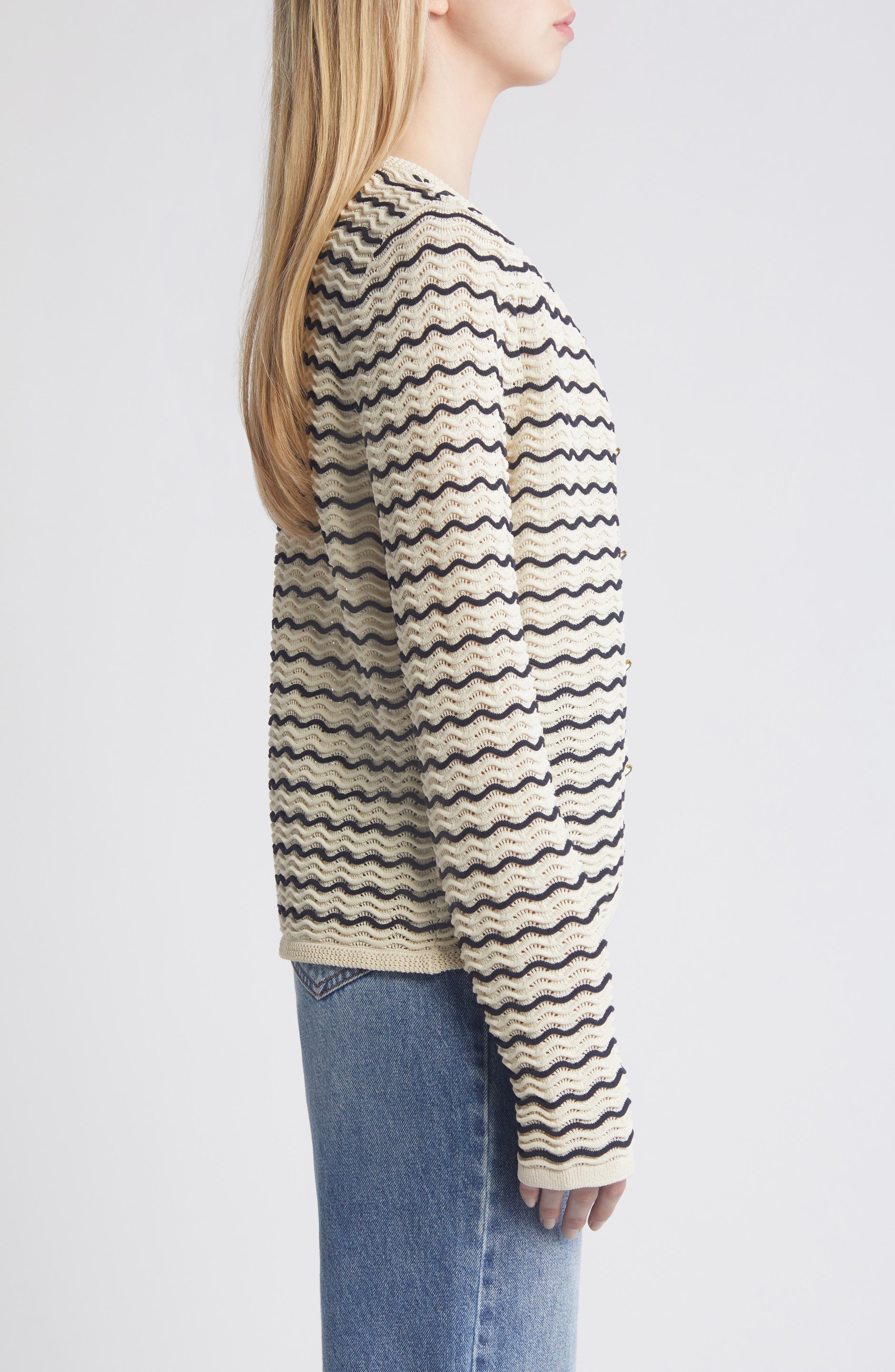 rag & bone Elisa Stripe Cardigan in Turtledove at Nordstrom - 3