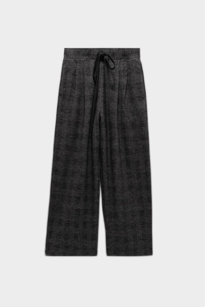 CROPPED PLEATED WIDE LEG PANT - GREY GLEN PLAID | R13 - 1