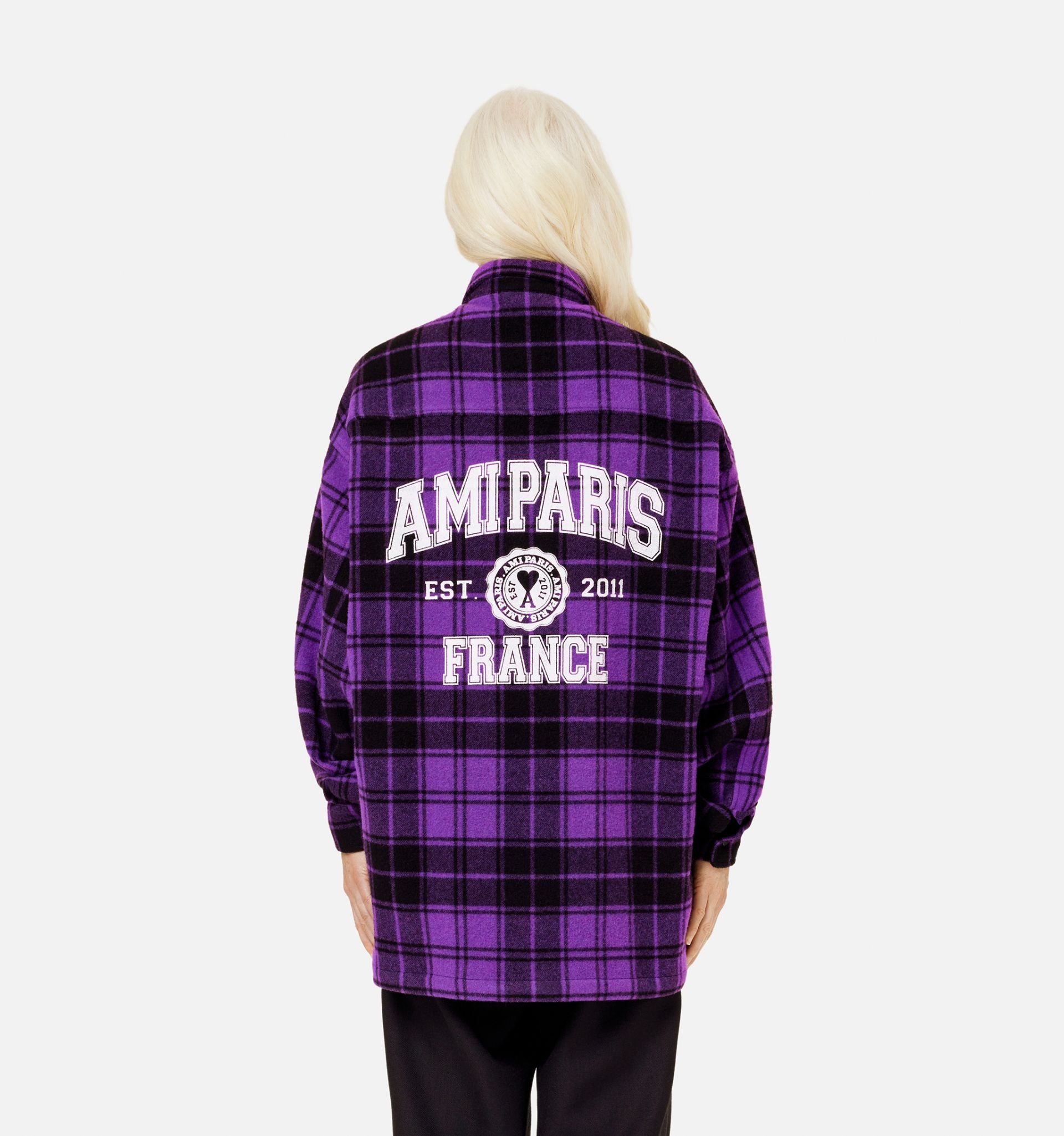 Checked Overshirt With Ami Paris Print - 6