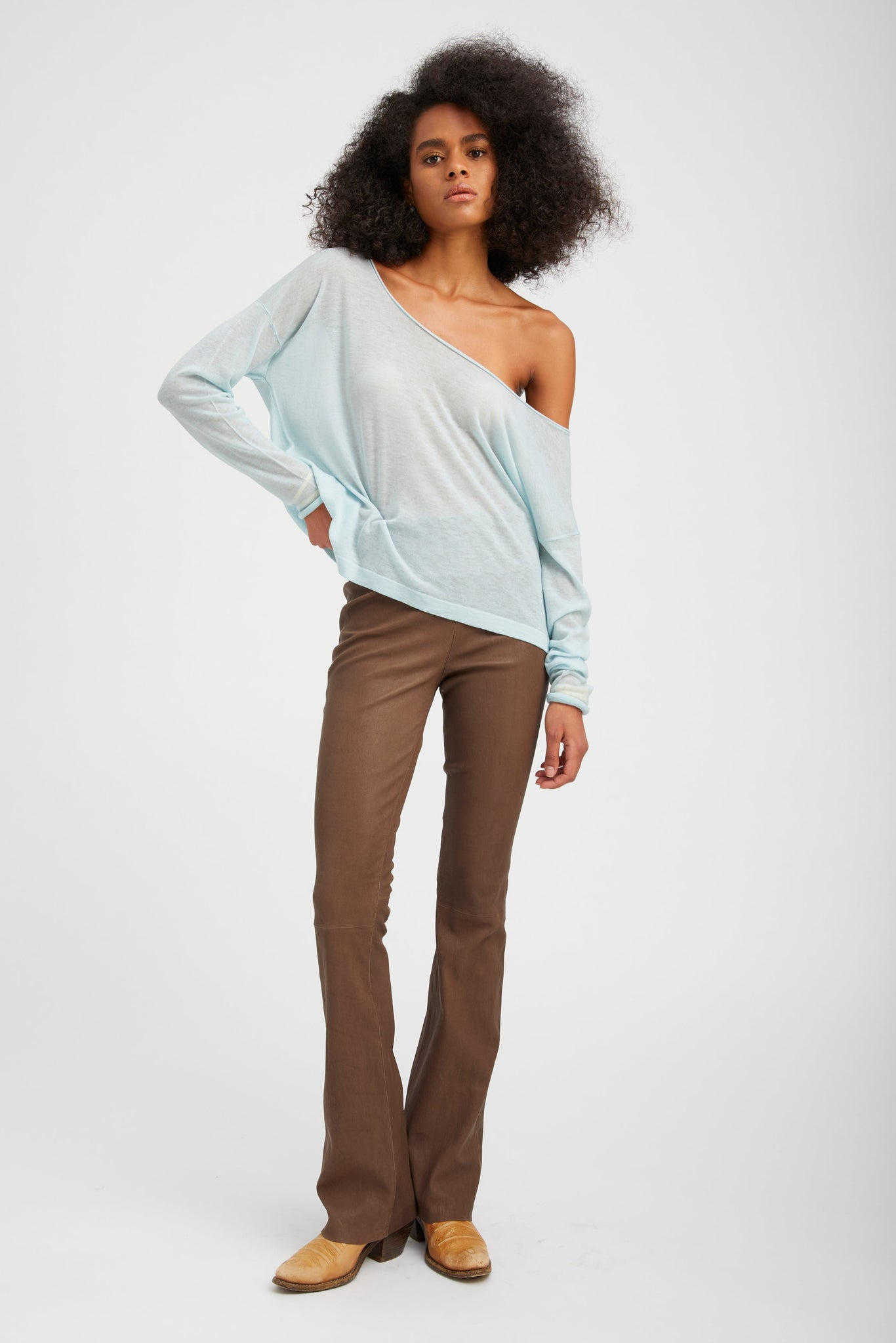 TRUFFLE LEATHER MICRO FLARE - 2
