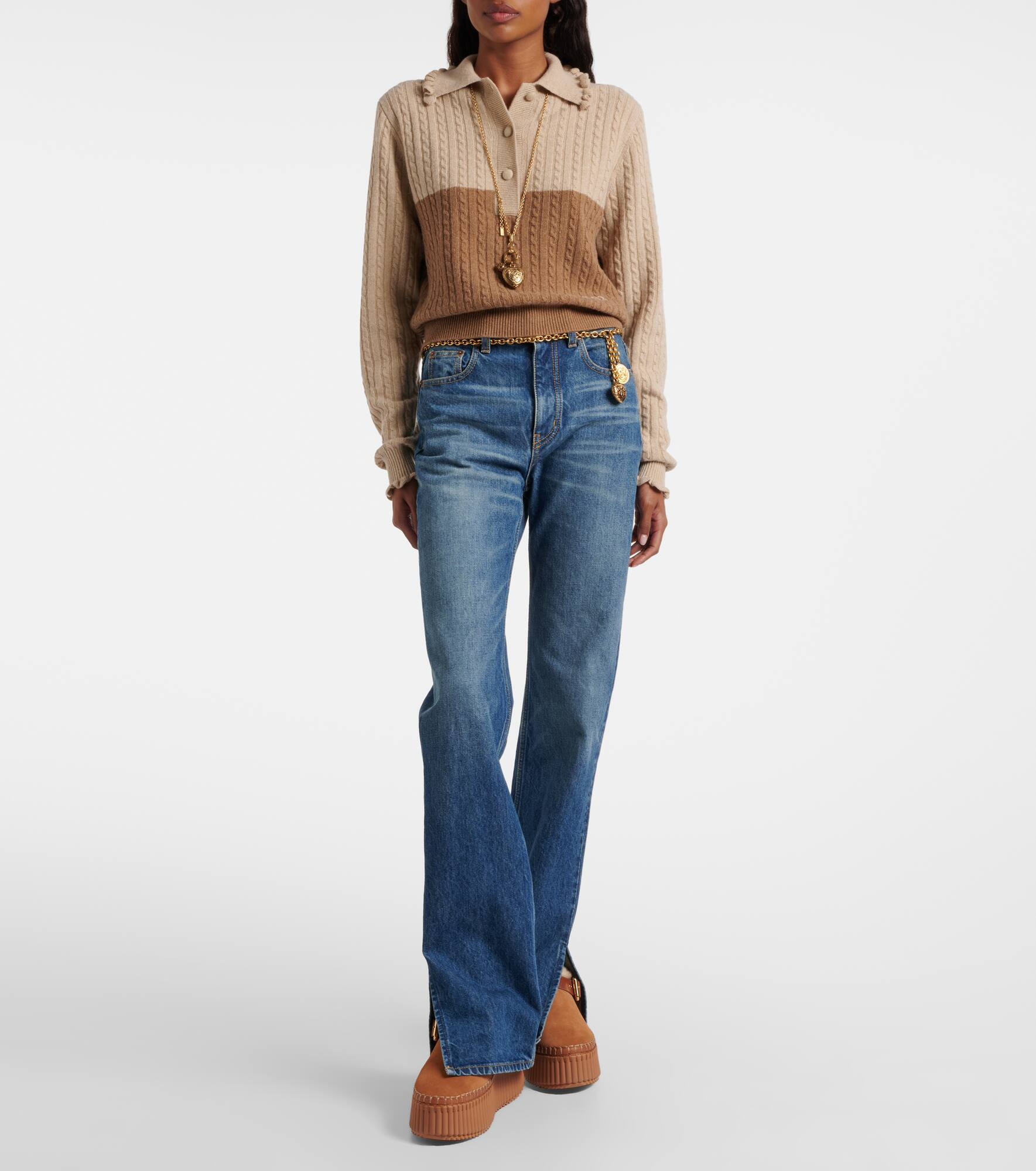 Nama 80 shearling-lined suede platform mules - 3