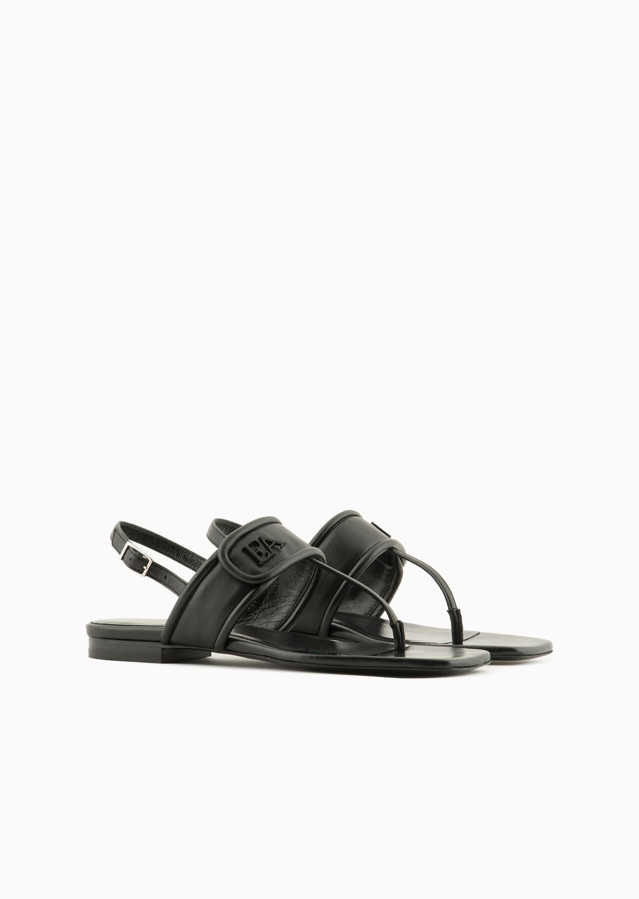 Nappa-leather flip-flop sandals with EA logo - 2