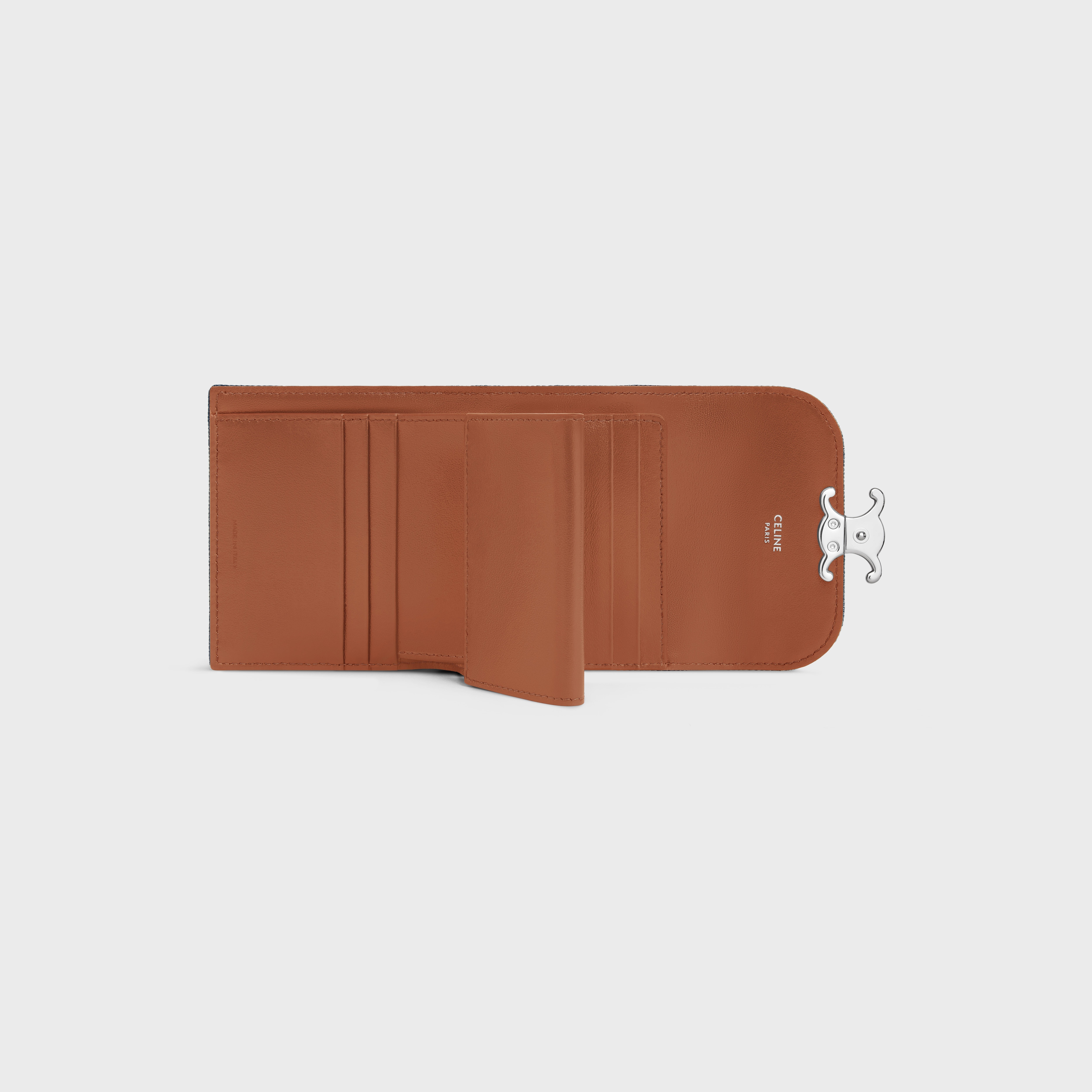 Small Flap Wallet TRIOMPHE IN STRIPED DENIM WITH STRASS - 4