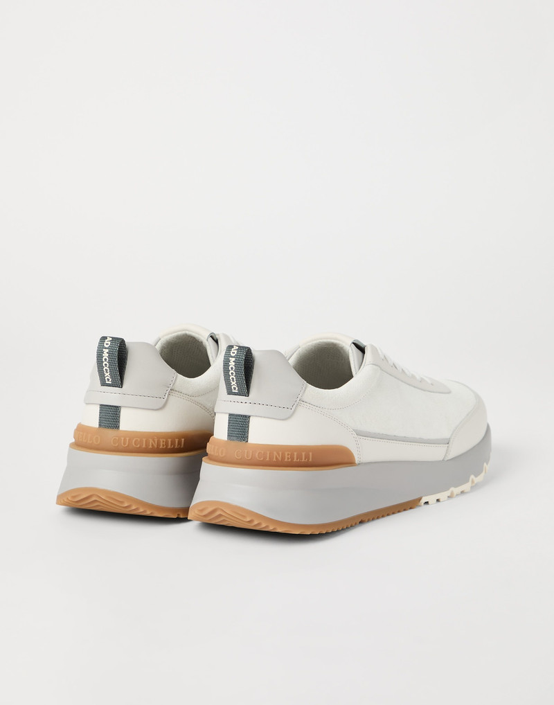 Brunello Cucinelli Washed suede and semi-polished calfskin runners outlook