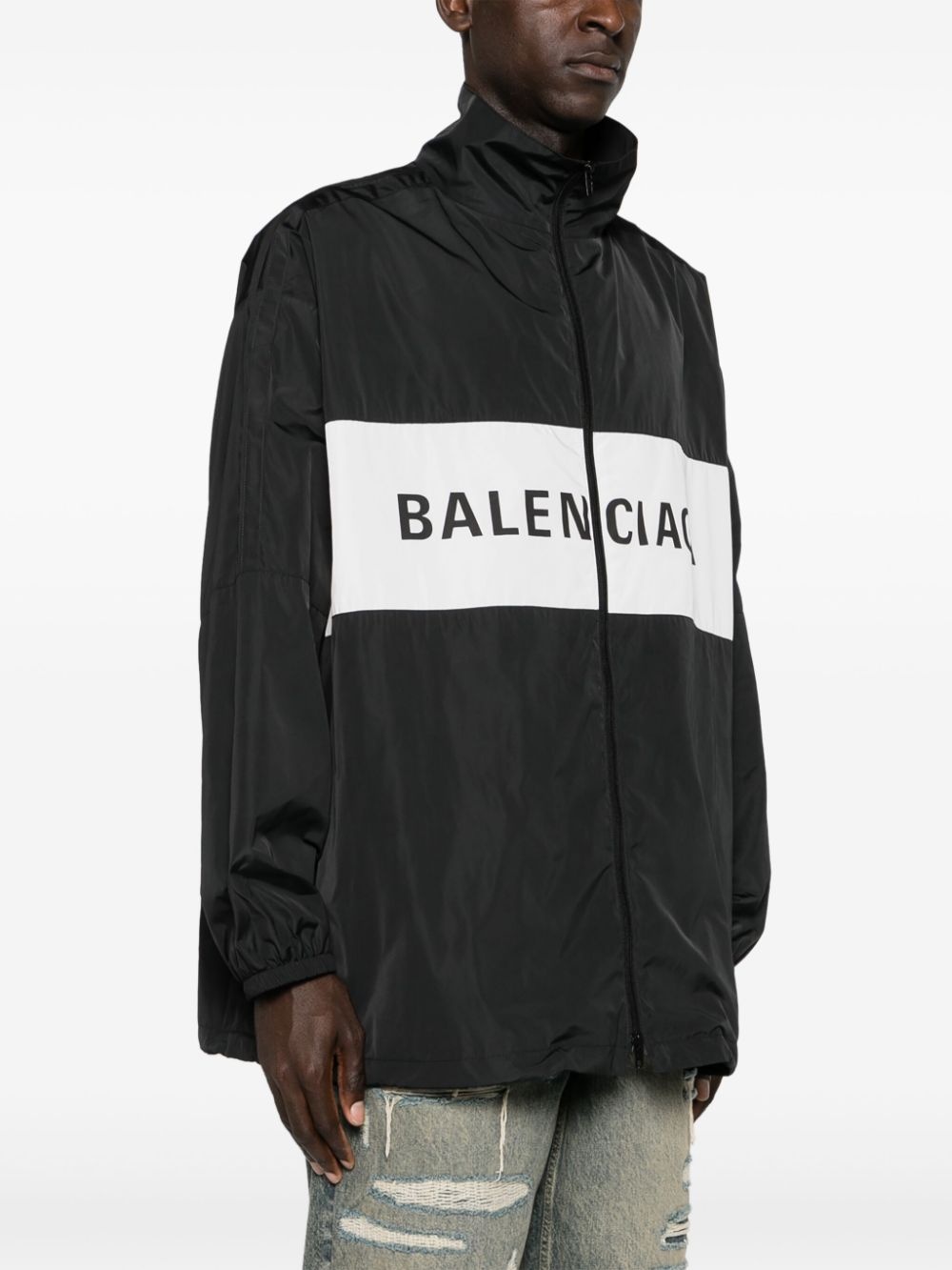 logo-print zip-up windbreaker - 4